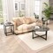 Costway 3 PCS Coffee Table Set Round Coffee Table and 2PCS Square End Tables Metal Frame White/Gray/Walnut